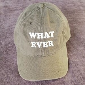 Olive 'WHAT EVER' Embroidered Baseball Cap
